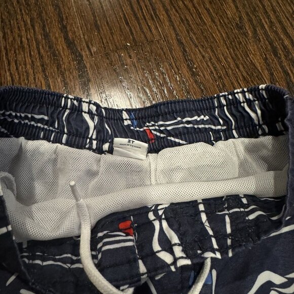 Janie and Jack Boys 2T Swim Shorts Trunks Sailboats Nautical Lined Drawstring - Picture 4 of 6